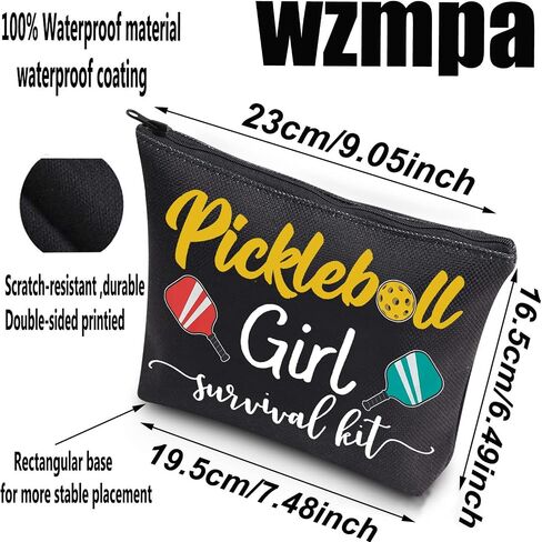 WZMPA Pickleball Girl Cosmetic Makeup Bag Pickleball Player Gift Pickleball Girl Survival Kit Makeup Zipper Pouch Bag Pickleball Training Gift (Pickleball Girl) in Saudi Arabia