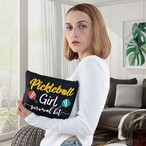 WZMPA Pickleball Girl Cosmetic Makeup Bag Pickleball Player Gift Pickleball Girl Survival Kit Makeup Zipper Pouch Bag Pickleball Training Gift (Pickleball Girl) in Saudi Arabia