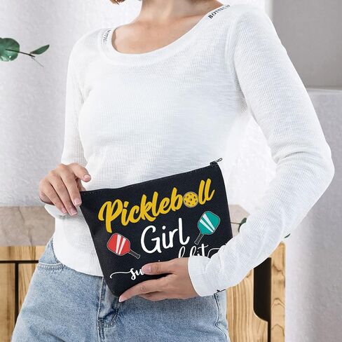 WZMPA Pickleball Girl Cosmetic Makeup Bag Pickleball Player Gift Pickleball Girl Survival Kit Makeup Zipper Pouch Bag Pickleball Training Gift (Pickleball Girl) in Saudi Arabia