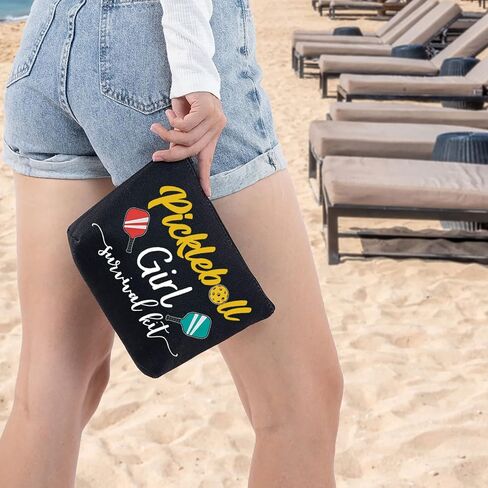 WZMPA Pickleball Girl Cosmetic Makeup Bag Pickleball Player Gift Pickleball Girl Survival Kit Makeup Zipper Pouch Bag Pickleball Training Gift (Pickleball Girl) in Saudi Arabia