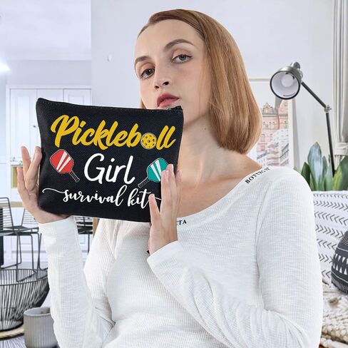 WZMPA Pickleball Girl Cosmetic Makeup Bag Pickleball Player Gift Pickleball Girl Survival Kit Makeup Zipper Pouch Bag Pickleball Training Gift (Pickleball Girl) in Saudi Arabia