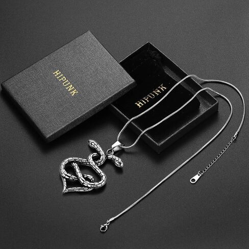 Snake Pendant Necklace Gothic Jewelry - Men's Stainless Steel Animal Serpent Cobra Ouroboros Infinity Heart Shape Pendant Necklace Chain Women Punk Hip-Hop Vintage Jewelry Birthday Gifts in Kuwait