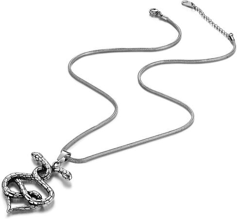Snake Pendant Necklace Gothic Jewelry - Men's Stainless Steel Animal Serpent Cobra Ouroboros Infinity Heart Shape Pendant Necklace Chain Women Punk Hip-Hop Vintage Jewelry Birthday Gifts in Kuwait