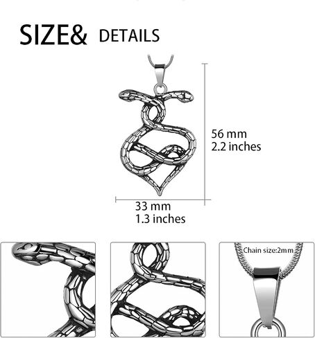 Snake Pendant Necklace Gothic Jewelry - Men's Stainless Steel Animal Serpent Cobra Ouroboros Infinity Heart Shape Pendant Necklace Chain Women Punk Hip-Hop Vintage Jewelry Birthday Gifts in Kuwait