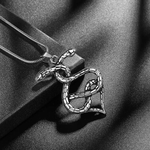 Snake Pendant Necklace Gothic Jewelry - Men's Stainless Steel Animal Serpent Cobra Ouroboros Infinity Heart Shape Pendant Necklace Chain Women Punk Hip-Hop Vintage Jewelry Birthday Gifts in Kuwait