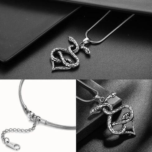 Snake Pendant Necklace Gothic Jewelry - Men's Stainless Steel Animal Serpent Cobra Ouroboros Infinity Heart Shape Pendant Necklace Chain Women Punk Hip-Hop Vintage Jewelry Birthday Gifts in Kuwait