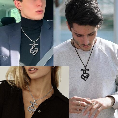 Snake Pendant Necklace Gothic Jewelry - Men's Stainless Steel Animal Serpent Cobra Ouroboros Infinity Heart Shape Pendant Necklace Chain Women Punk Hip-Hop Vintage Jewelry Birthday Gifts in Kuwait