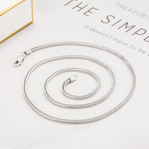 Dankadi Fashion 100% 925 Sterling Silver 2 mm Necklace Solid Silver Chopin Chain Link Silver Jewelry For Men & Women Italy Design in Kuwait