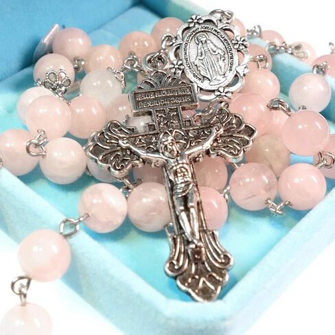 Rosary Beads Chaplet Purple Natural Amethyst Crystal Rosery Cross Catholic gifts in Saudi Arabia