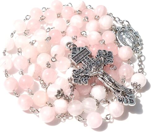 Rosary Beads Chaplet Purple Natural Amethyst Crystal Rosery Cross Catholic gifts in Saudi Arabia