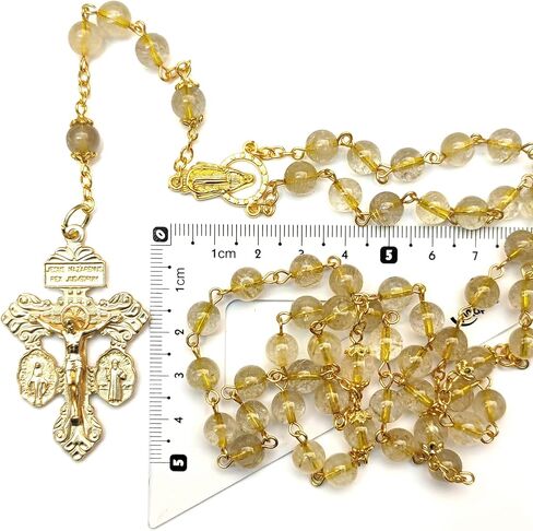 Rosary Beads Chaplet Purple Natural Amethyst Crystal Rosery Cross Catholic gifts in Saudi Arabia