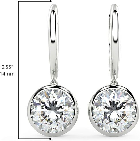 أقراط متدلية من الألماس المستدير من 1/2 إلى 1 قيراط للنساء I أقراط من الذهب عيار 14 قيراط (G-H، VS1-VS2، 0.50 قيراط) مجموعة إطار من الأقراط الماسية الرائعة من Carbon Atelier in Kuwait