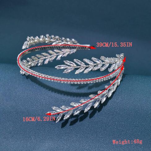 عصابة رأس الزفاف من حجر الراين، غطاء رأس الزفاف للعروس، إكسسوارات شعر الزفاف للعرائس (ذهبي) in Kuwait