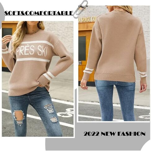 Vanars Womens Chunky Crew Neck Long Sleeve Sweaters Loose Ribbed Knit Soft Pullover Sweater in Saudi Arabia