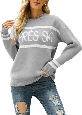 Vanars Womens Chunky Crew Neck Long Sleeve Sweaters Loose Ribbed Knit Soft Pullover Sweater in Saudi Arabia