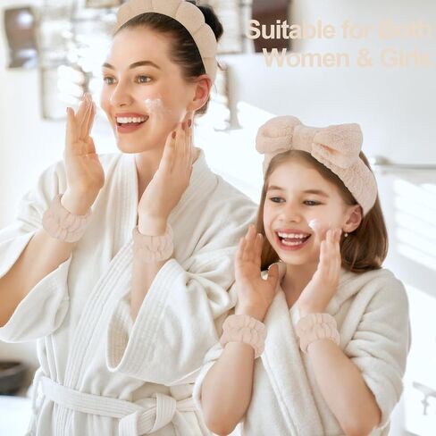 Canitor Sponge Spa Headbands Wristband Set with Hair Clips Skincare Headbands for Washing Face Non Slip Puffy Terry Cloth Makeup Headband Face Wash Wrist Bands Cute Trendy Stuff (black) in Saudi Arabia
