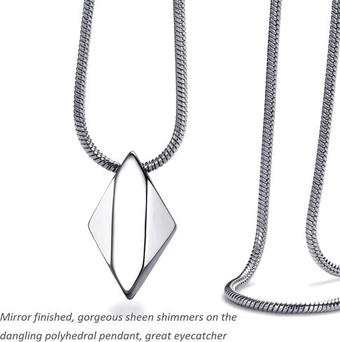 MOO&LEE Men's Tungsten Carbide Pendant Necklace Geometric Tungsten Pendant with 22 Inches Stainless Steel Snake Chain in Saudi Arabia
