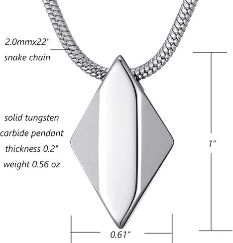 MOO&LEE Men's Tungsten Carbide Pendant Necklace Geometric Tungsten Pendant with 22 Inches Stainless Steel Snake Chain in Saudi Arabia
