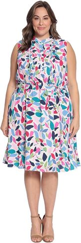Maggy London Women's Leaf Printed Sleeveless Shirt Dress with Pleated Bodice and Waist Tie in Saudi Arabia