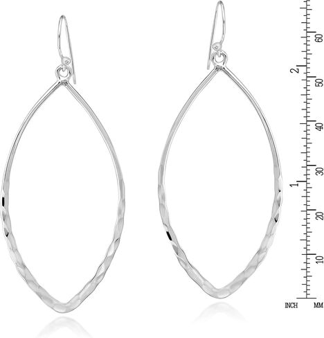Hammered Oval Leaves .925 Sterling Silver Dangle Earrings in Kuwait