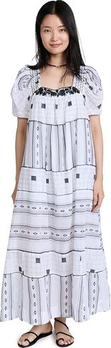 Free People Jamie Embroidered Maxi Black/White LG (Women's 12-14) in Saudi Arabia