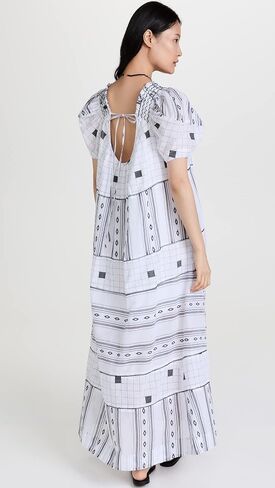Free People Jamie Embroidered Maxi Black/White LG (Women's 12-14) in Saudi Arabia