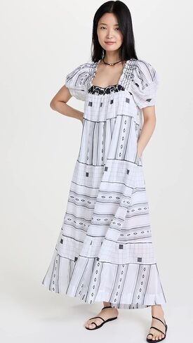 Free People Jamie Embroidered Maxi Black/White LG (Women's 12-14) in Saudi Arabia