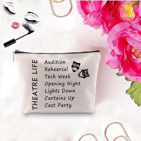 PXTIDY Theatre Life makeup Bag Drama Theater Gifts Comedy Tragedy Mask Theatre Drama Bag Drama Actor Actress Gifts Pouch(Pink) in Saudi Arabia