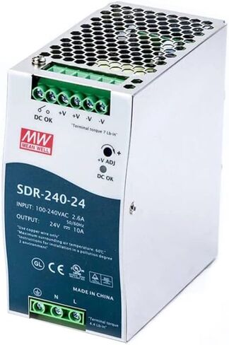 محول امداد طاقة دي اي ان 240 واط 24 فولت تيار مستمر 10 امبير 115/230 فولت تيار متردد من مينويل لشريط اضاءة LED وكاميرا سي سي تي في ونظام الامان ومشروع الكمبيوتر والطابعة ثلاثية الابعاد in Kuwait