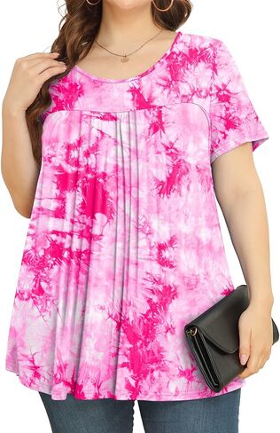 JUEYUN المرأة حجم كبير سترة علوية قصيرة الأكمام عادية تي شيرت مطوي فضفاض البلوزات in Kuwait