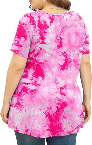 JUEYUN المرأة حجم كبير سترة علوية قصيرة الأكمام عادية تي شيرت مطوي فضفاض البلوزات in Kuwait