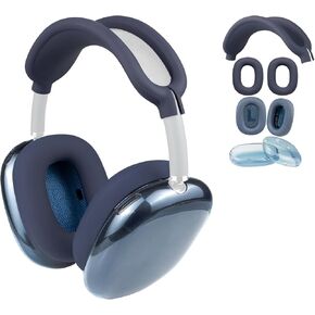 Replacement Kit for AirPods Max, Mesh Fabric Earpads + Headband Cover + TPU Case Protector + Silicone Ear Pads Cover, Sweatproof Accessory, Anti-Scratch, Cushions with Softer Foam (Black)