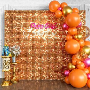 Black Shimmer Wall Backdrop, 36PCS Square Sequin Glitter Backdrop Panel for Birthdays, Wedding, Anniversary, Graduation, Engagement, Baby Shower and Disco Party Decoration