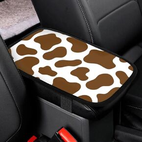 SuperKaKa Car Cow Print Armrest Cover-Cute Center Console Mat Cars Interior Accessories for Women Men,Protection Pad Fit Most Auto,Vehicle, SUV, Truck Arm Rest Box(Black)
