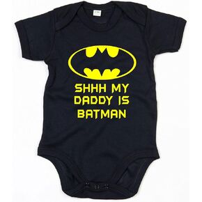 Fools Gold T-shirts Shhh My Daddy is... super hero Baby Grow Romper Suit Onsie