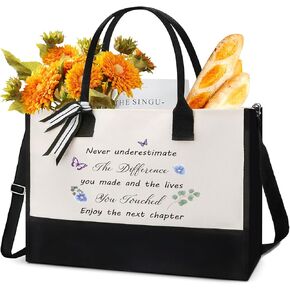 Teacher Canvas Tote Bag - Appreciation Teacher's Day Thanks Gifts Leopard Pencil Pattern Tote Bag Canvas Bag with Zipper with Cosmetic Bag in Kuwait