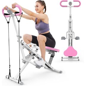 Sportsroyals Squat Machine for Home,Rodeo Core Exercise Machine,330lbs Foldable,Adjustable 4 Resistance Bands,Ride & Rowing Machine for Botty Glutes Butt Thighs,Ab Back/Leg Press Hip Thrust