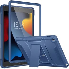 DTTO for iPad 9th/8th/7th Generation 10.2 Inch Case 2021/2020/2019, Built-in Screen Protector, Durable Shockproof Full Body Protective Cover with Kickstand for iPad 10.2", Navy Blue