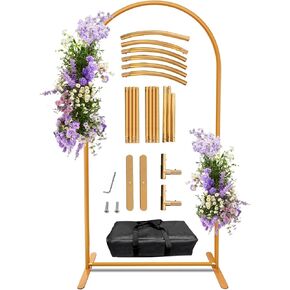 Wedding Arch Backdrop Stand,Party Backdrop Stand, 7.2x4FT (HxW) Aluminum Arch Stand, Gold Arch Backdrop Frame for Party Wedding Baby Shower Photo Birthday Ceremony Bridal Event Background Deco
