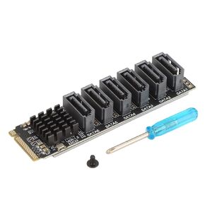 Ejoyous M.2 to SATA3.0 Adapter Card 6Gbps High Speed ASM1166 M.2 PCIE to SATA Expansion Card with Smart Indicator, Computer Accessories for OS X, Windows, Linux