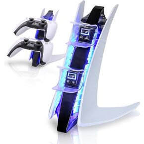 محطة شحن وحدة التحكم PS5، محطة شحن وحدة التحكم Playstation 5، محطة شحن USB من النوع C لجهاز PS5 مع كابل USB C