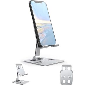 Cell Phone Stand, Adjustable Angle Height Phone Stand for Desk, Compatible for iPhone 14/13/12/Smartphones