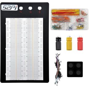GeeekPi Solderless Breadboard with Black Metal Black Plate and 560PCS U-Shape + 65PCS Pure Copper Jumper Wires for Arduino/Raspberry Pi/Prototyping/Circuit (1560 Tie-Points)