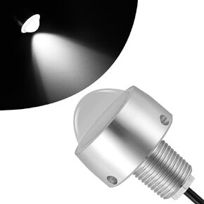 HUSUKU P2-1 IP68 Underwater 1/2" NPT Standard Boat Drain Plug Light, 60° Angle 1.5in 3000LM 30W Upgraded Waterproof Anti-corrosion SUS316L Marine LED Changing Light for Fishing Boat Yacht Pool (White)