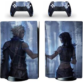 PS5 Digital Edition Console Controllers FF Clouds Vinyl Skin Sticker Decals Compatible with PS5 Digital Verison Console and Controllers Anime Blue