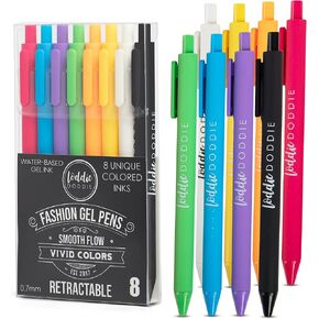 Loddie Doddie Macaron Colors Gel Pens for Journaling and Note Taking - 8 Pack, 0.7 mm Medium Point Smooth Writing Retractable Pens, No Bleed Non Smudge
