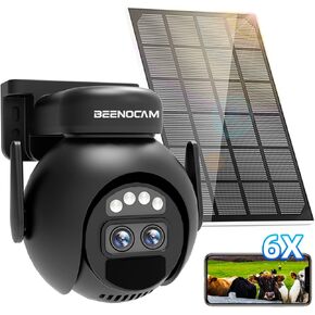 BEENOCAM Solar Security Cameras Wireless Outdoor,2K Solar WiFi Cameras for Home Security,Battery Powered 360°PTZ Security Camera with Color Night Vision,PIR Motion Detection,2-Way Audio,2.4Ghz