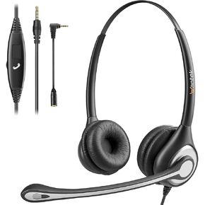 Wantek Headset with Microphone for PC, USB Wired Headphones - USB-C Over-Ear 3.5mm Headsets with Noise-Cancelling Microphone for Laptop - Computer Headphones with Mic in-line Control for Home