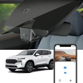 Fitcamx 4K Dash Cam Suitable for Hyundai Santa Fe 2021 2022 2023 (Part No#S2500) with Auto-Dimming, OEM Look, UHD 2160P Video, Loop Recording, WiFi & APP, G-Sensor, Easy to Install, 64GB Card