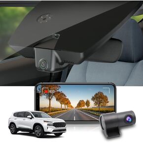 Fitcamx 4K Dash Cam Suitable for Hyundai Santa Fe 2021 2022 2023 (Part No#S2500) with Auto-Dimming, OEM Look, UHD 2160P Video, Loop Recording, WiFi & APP, G-Sensor, Easy to Install, 64GB Card